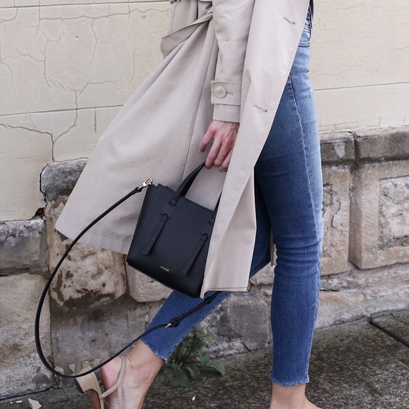 LINJER THE LANA BLACK LEATHER BAG . EUC - Picture 3 of 15